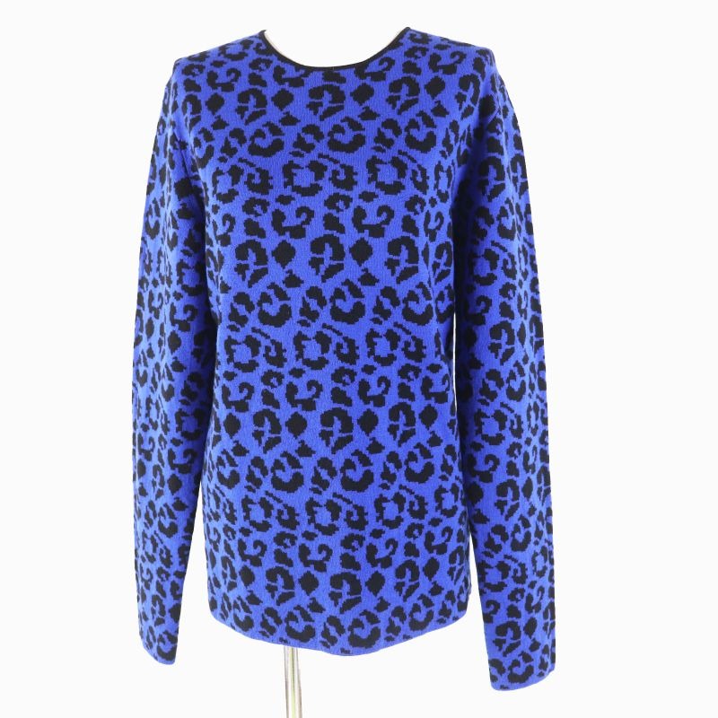 Loewe co 100% Wool Long Sleeve Knit Pullover With Leopard Pattern