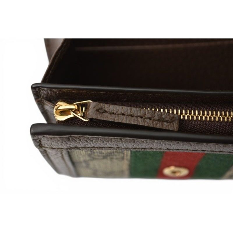 Gucci Wallet Bifold Ophidia Beige Ebony GG Supreme — view 7