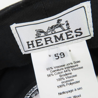 Hermes Cabourg En Finesse 100% Wool Logo Button Logo Patch Casket Black 59 Made