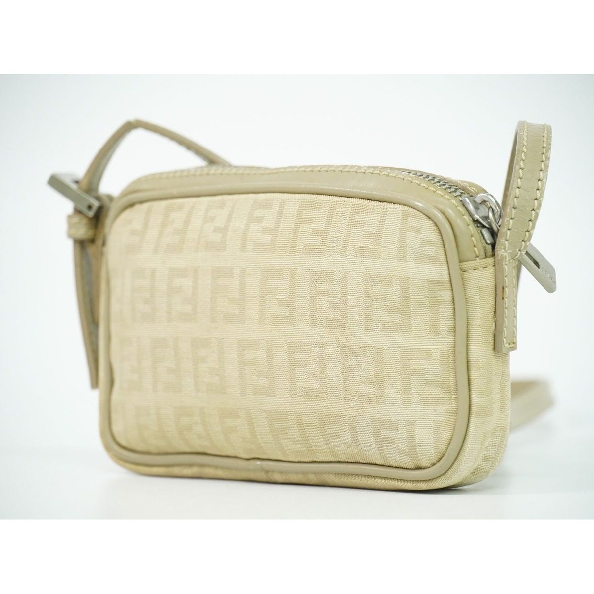 Fendi Zucchino Shoulder Bag Canvas Beige — view 2