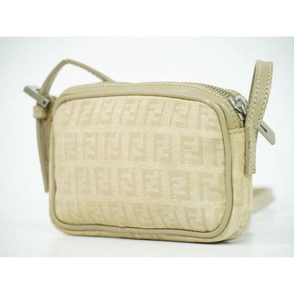 Fendi Zucchino Shoulder Bag Canvas Beige — view 2