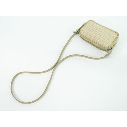 Fendi Zucchino Shoulder Bag Canvas Beige — view 4