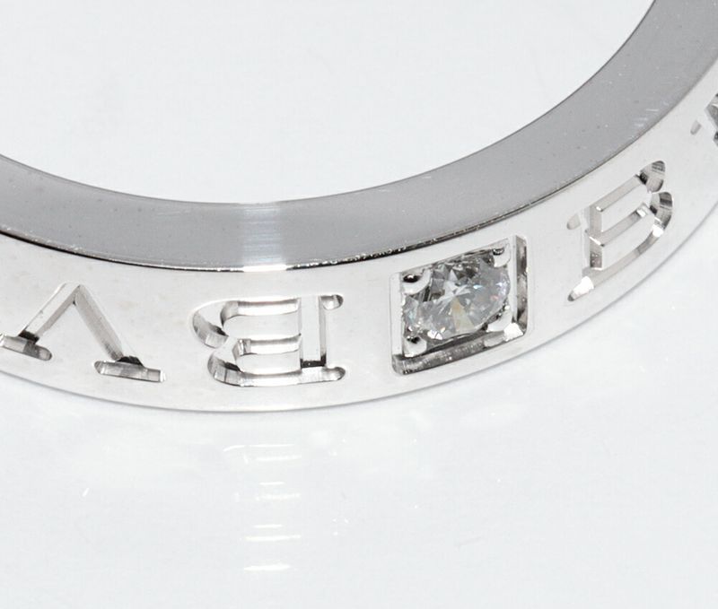Bulgari Ring 18K White Gold Diamond 1p(004ct) Bzero1 Ring (double Logo Ring )