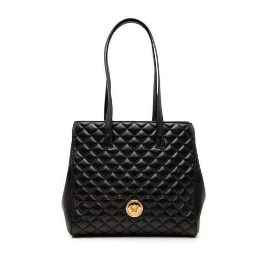 Versace Medusa Quilted Tote Black Leather