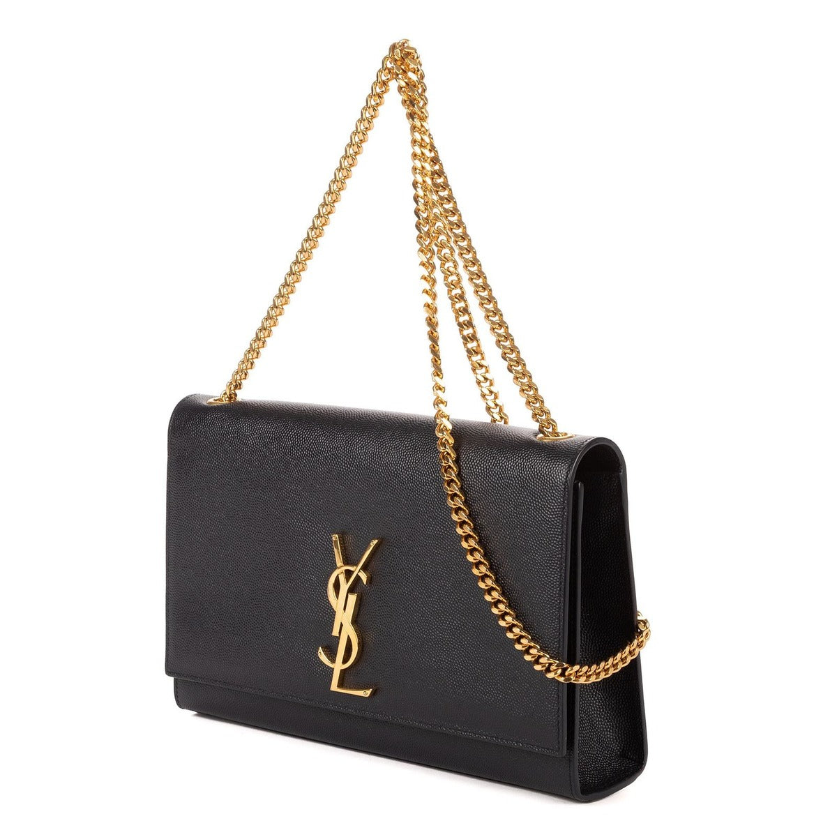 Saint Laurent Yves Kate Black Grain de Poudre Leather Shoulder Bag — view 2