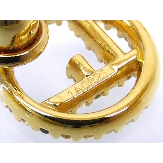 Fendi Fs Earrings Gold Color Rhinestone Logo Circle 7 — view 3