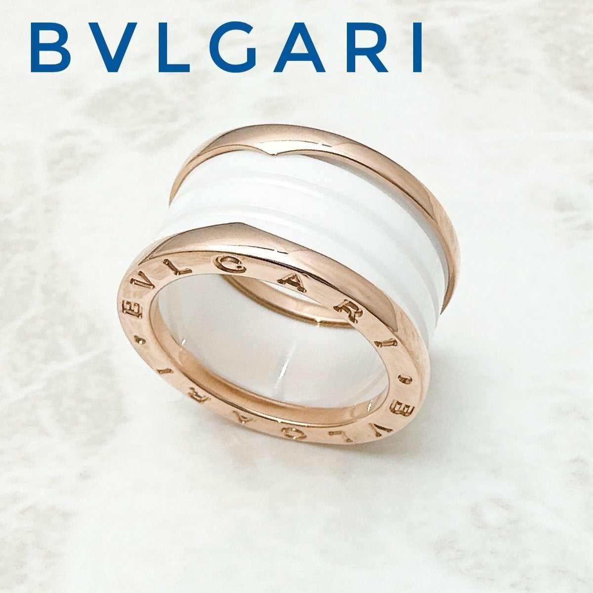Bvlgari Pink Gold Ceramic Ring 55