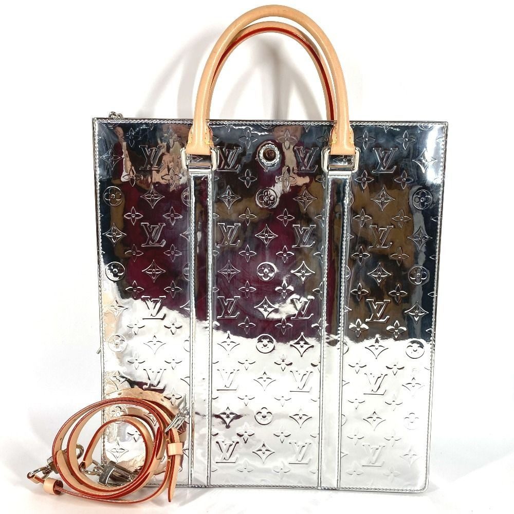 Louis Vuitton Handbag Sac Plat Leather Silver