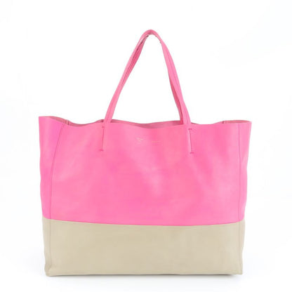 Celine Horizontal Cabas Leather Tote Bag Shoulder Hand Pink Bicolor A4 Ladies