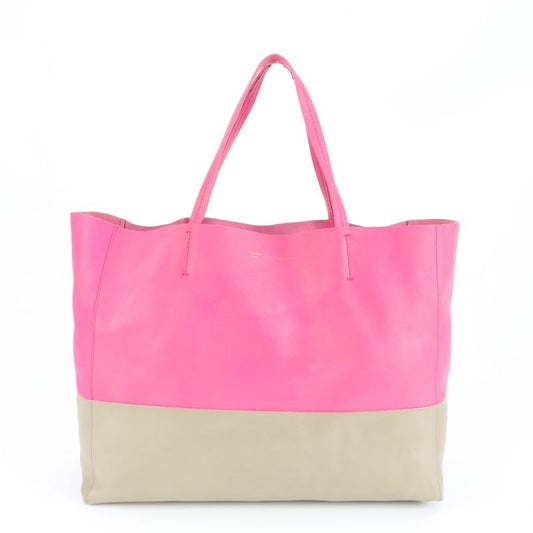 Celine Horizontal Cabas Leather Tote Bag Shoulder Hand Pink Bicolor A4 Ladies