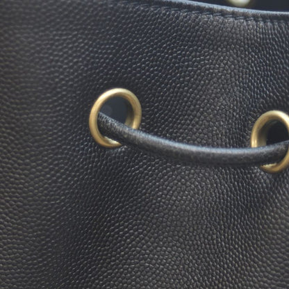 Chanel 28th As1045 Black Caviar Skin Deauville Drawstring Chain Shoulder Bag