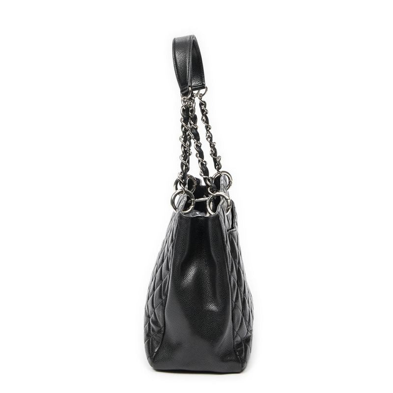 Chanel Coco Mark Chain Tote Black Matelasse Caviar Leather A