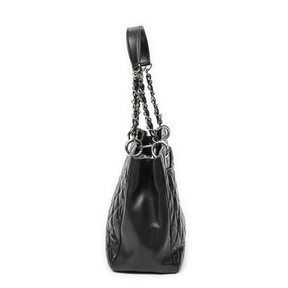 Chanel Coco Mark Chain Tote Black Matelasse Caviar Leather A