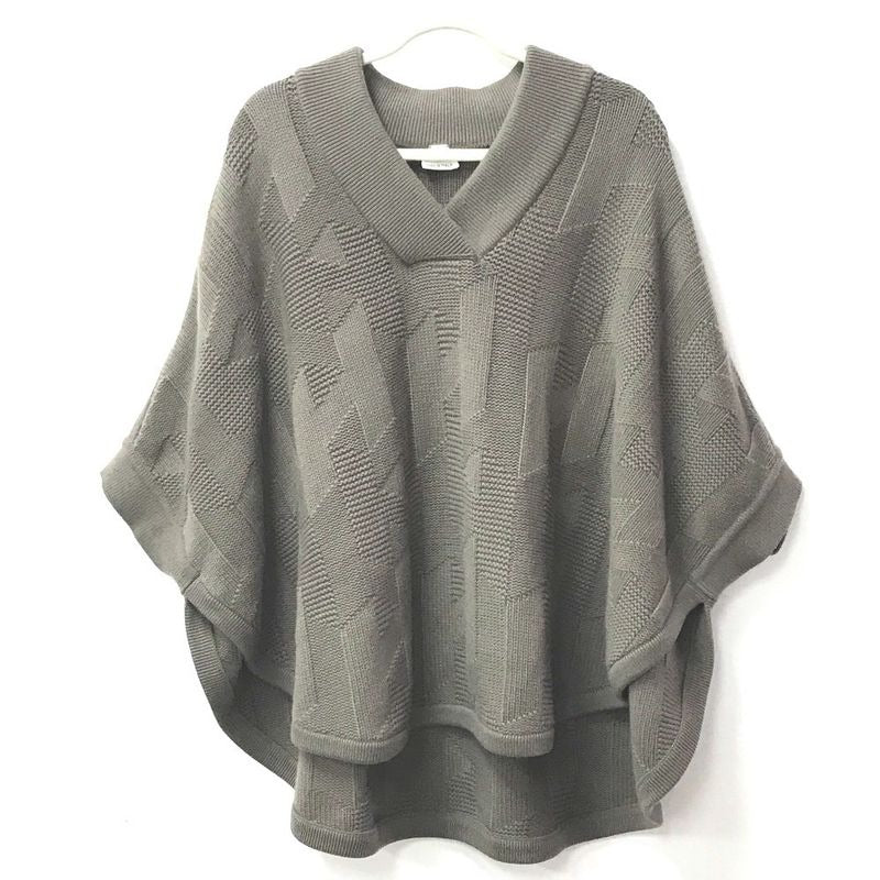 Hermes Poncho H Logo Wool Brown
