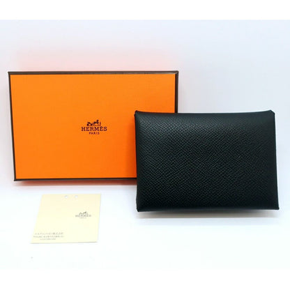 Hermes Calvi Duo Noir Black Epsom Card Case — view 10