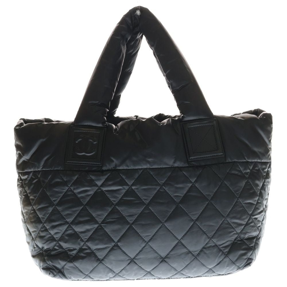 Chanel Coco Coquent Bag Handbag Black Nylon Silver