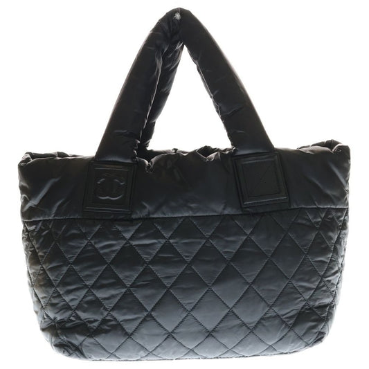 Chanel Coco Coquent Bag Handbag Black Nylon Silver