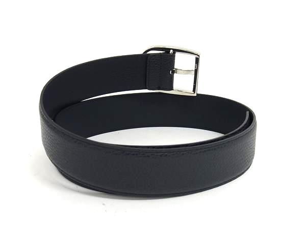 Gucci 449716 Cao0n Leather Silver Hardware Belt Size 85.34 Mens Dark Navy