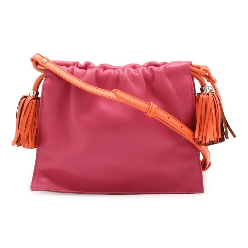 Loewe Flamenco Anagram Mini Shoulder Bag Pochette Crossbody Drawstring Fringe