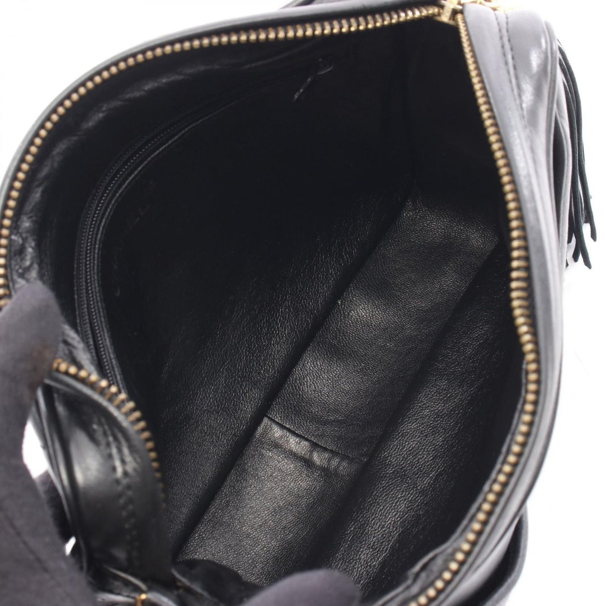 Chanel Shoulder Bag Stitch Black Lambskin Fringe — view 3