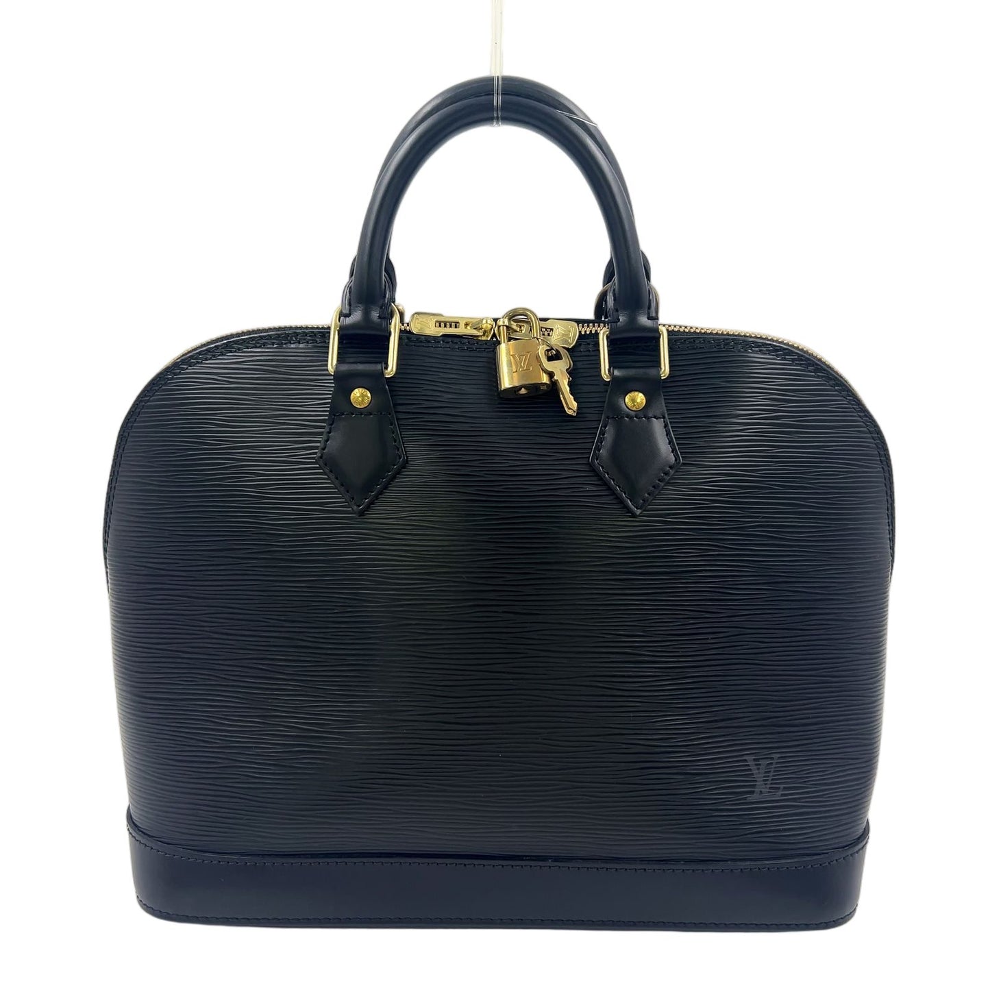 Louis Vuitton Alma Epi Noir Leather Black Handbag Silver