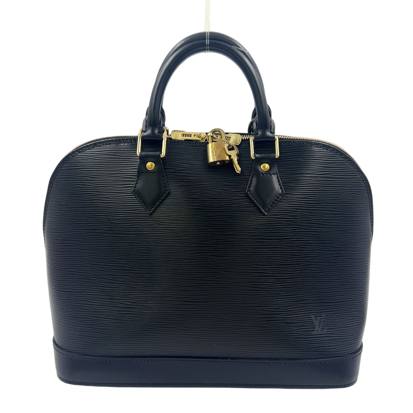 Louis Vuitton Alma Epi Noir Leather Black Handbag Silver