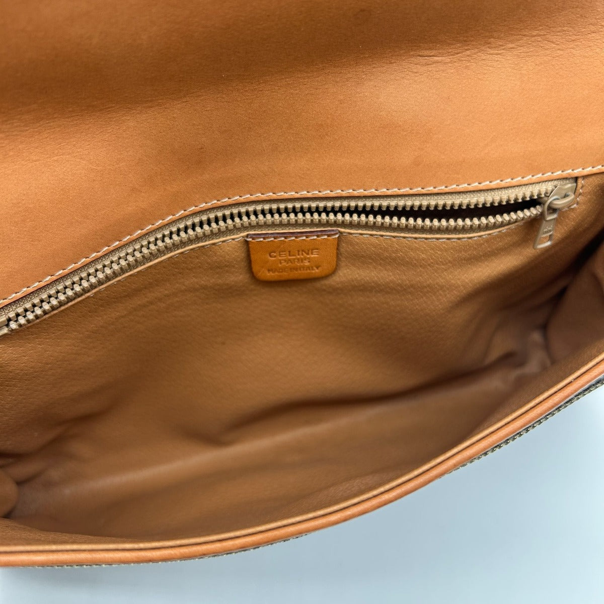 Celine Clutch Pouch Macadam Leather Brown — view 12