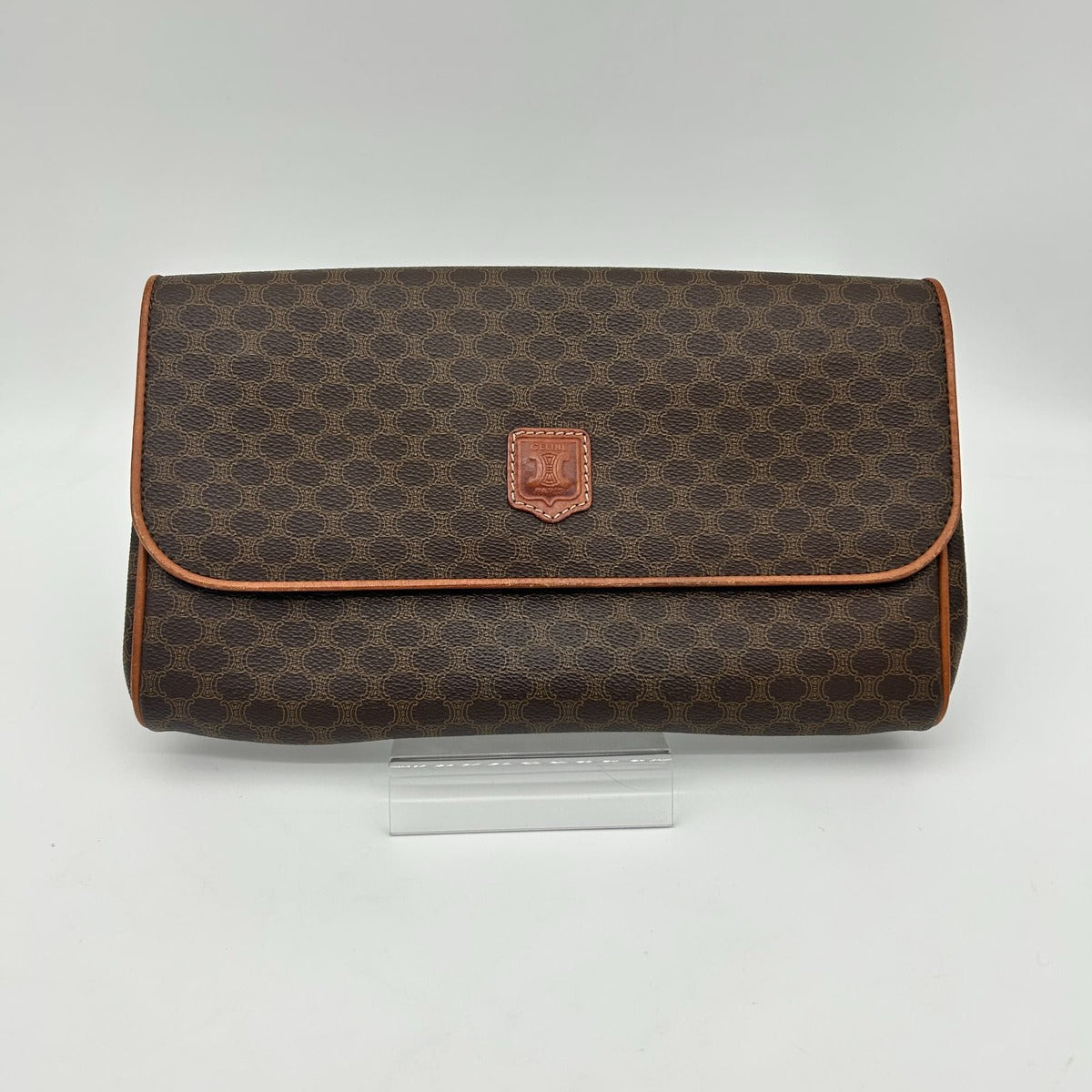 Celine Clutch Pouch Macadam Leather Brown