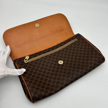 Celine Clutch Pouch Macadam Leather Brown — view 5