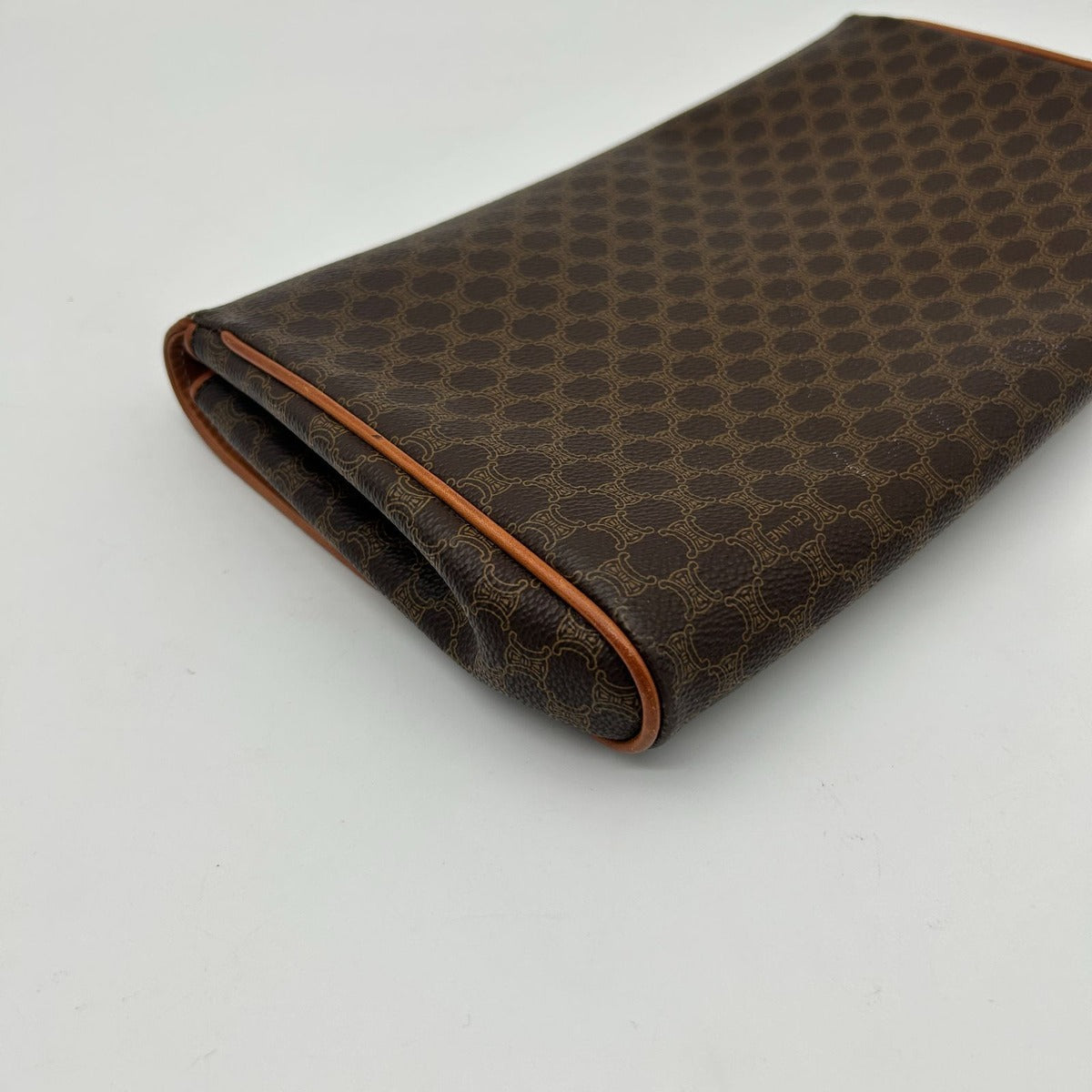 Celine Clutch Pouch Macadam Leather Brown — view 10