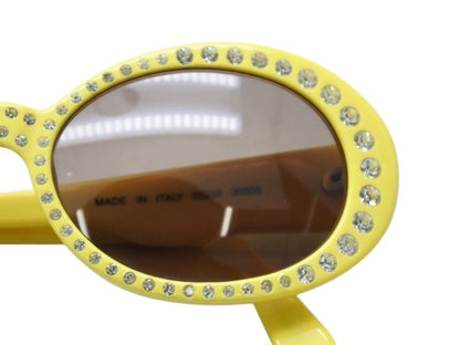 Chanel Oval Sunglasses Eyewear CC Logo Rhinestone Yellow — view 3