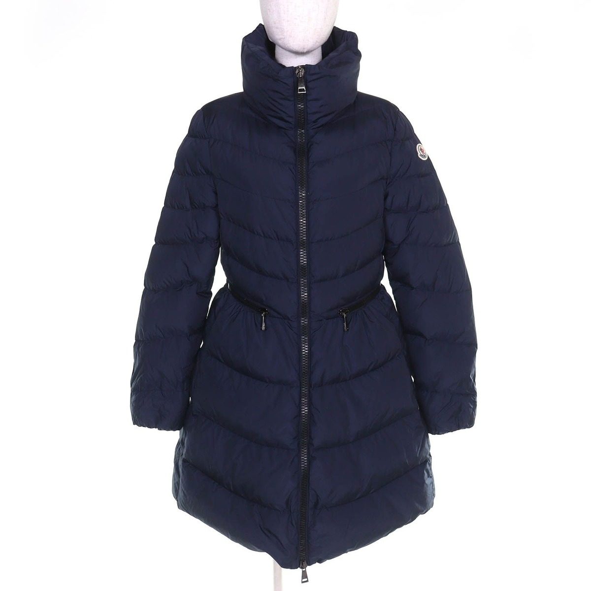 Moncler Mirielon Logo Patch Zip UP Stand Collar Down Coat Navy 3