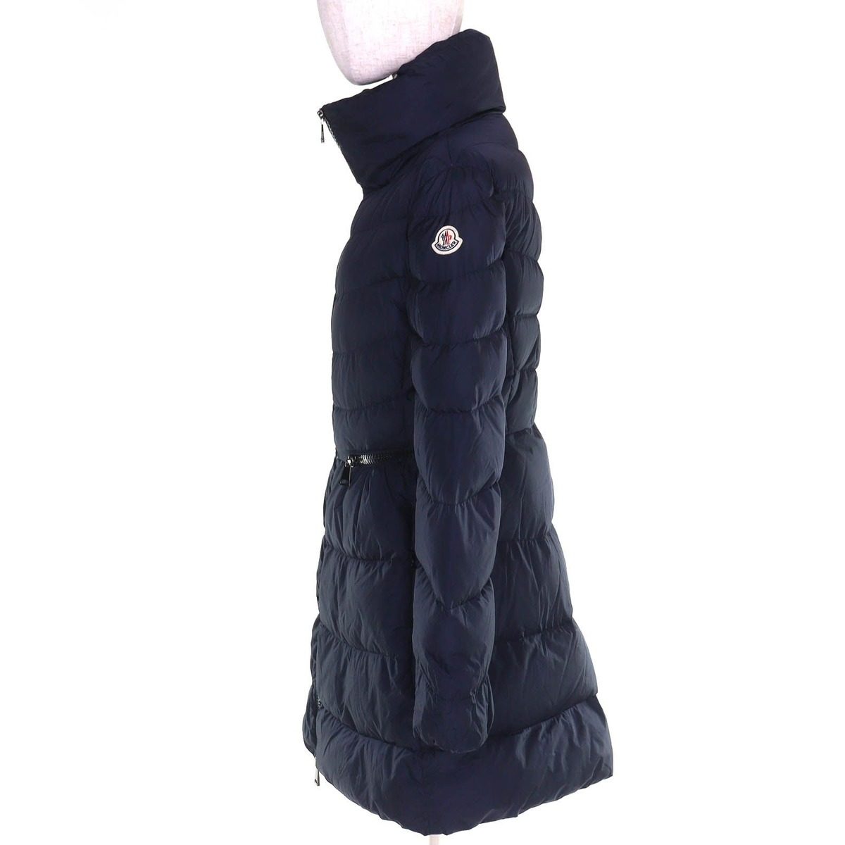 Moncler Mirielon Logo Patch Zip UP Stand Collar Down Coat Navy 3 — view 2