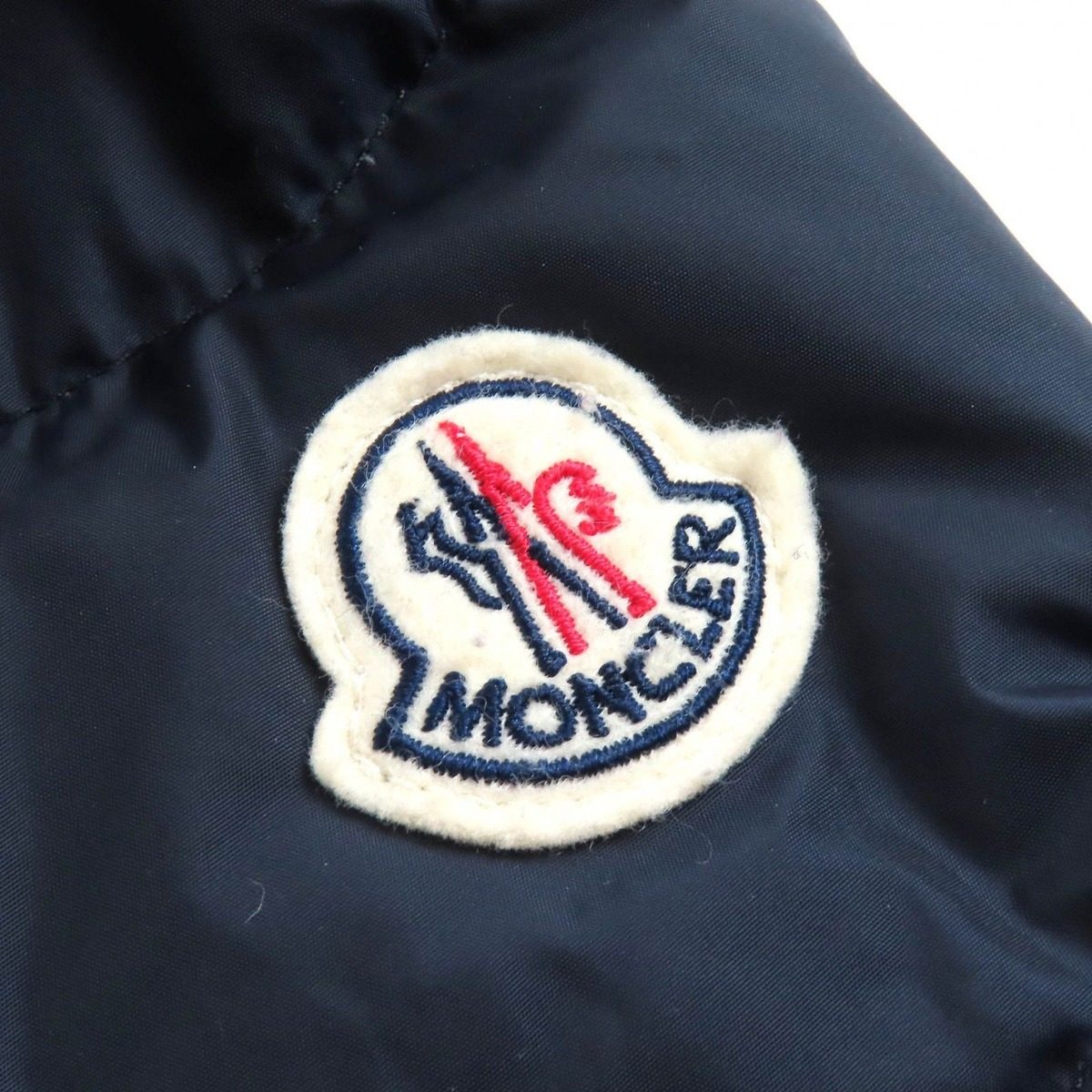 Moncler Mirielon Logo Patch Zip UP Stand Collar Down Coat Navy 3 — view 7