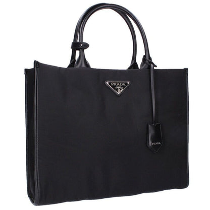Prada Re-Nylon Triangle Plate Clochette Tote