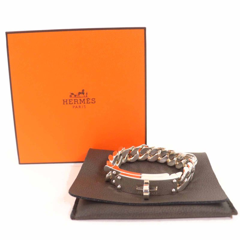 Hermes Kelly Grumet GM Bracelet Bangle Sv925 Silver With Box And Storage Bag