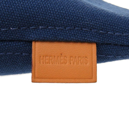 Hermes Palmyre Trapezoid Pouch Bag Canvas Cotton Corail Indigo Blue 1583 Blue