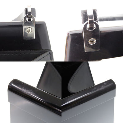 Louis Vuitton Plastic Leather Black Silver Hardware LV Black Handbag 0745 Louis