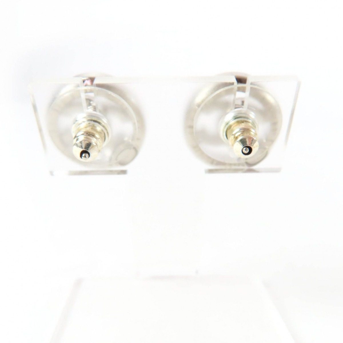 Chanel Metal CC Logo Line Stone Circle Earrings Silver — view 4
