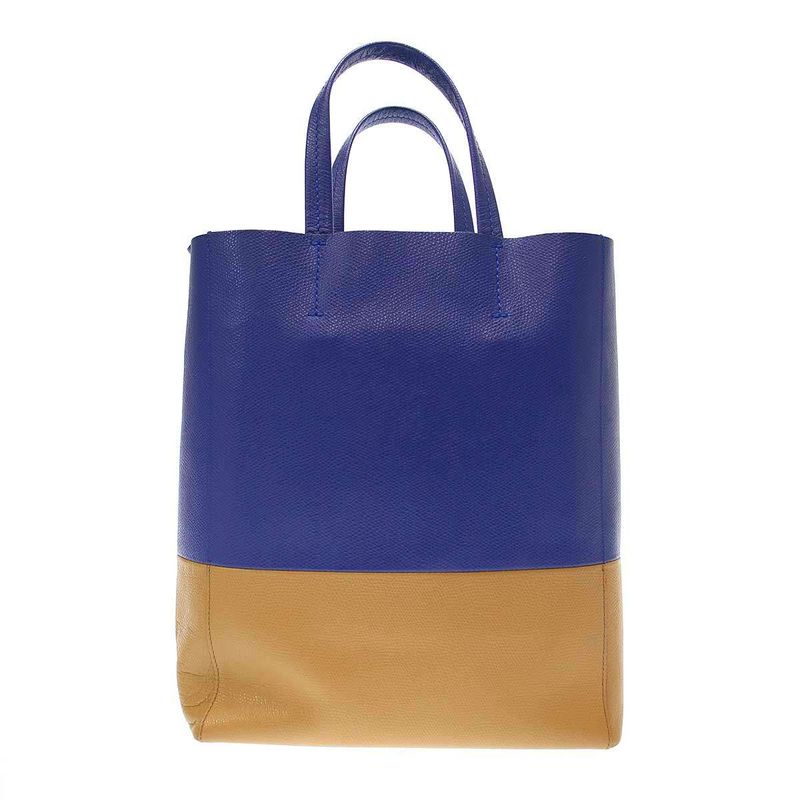 Celine Vertical Cabas Small Bicolor 2-Way Tote Bag Blue and Camel