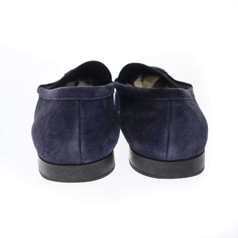 Prada Logo Plate Suede Leather Square Toe Loafer Shoes 2dc226 Navy 10