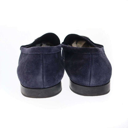 Prada Logo Plate Suede Leather Square Toe Loafer Shoes 2dc226 Navy 10