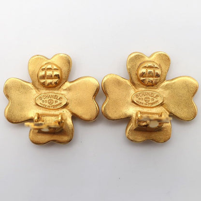 Chanel Earring Clover Quatrefoil Coco Mark Gold Color 95P Accessories