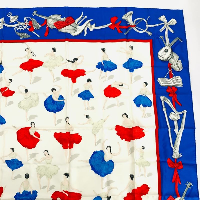 Hermes Carre 90 Silk Scarf La Danse La Danse Ballerina Light Blue