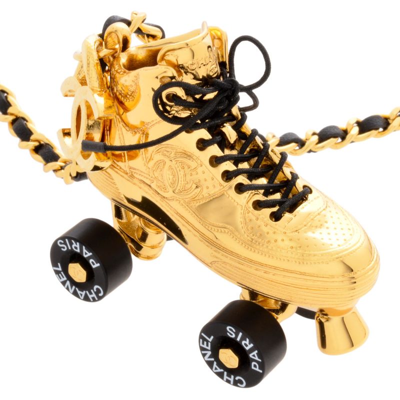 Chanel Roller Skate Chain Necklace Metal G Gold Long 24SS Ladies