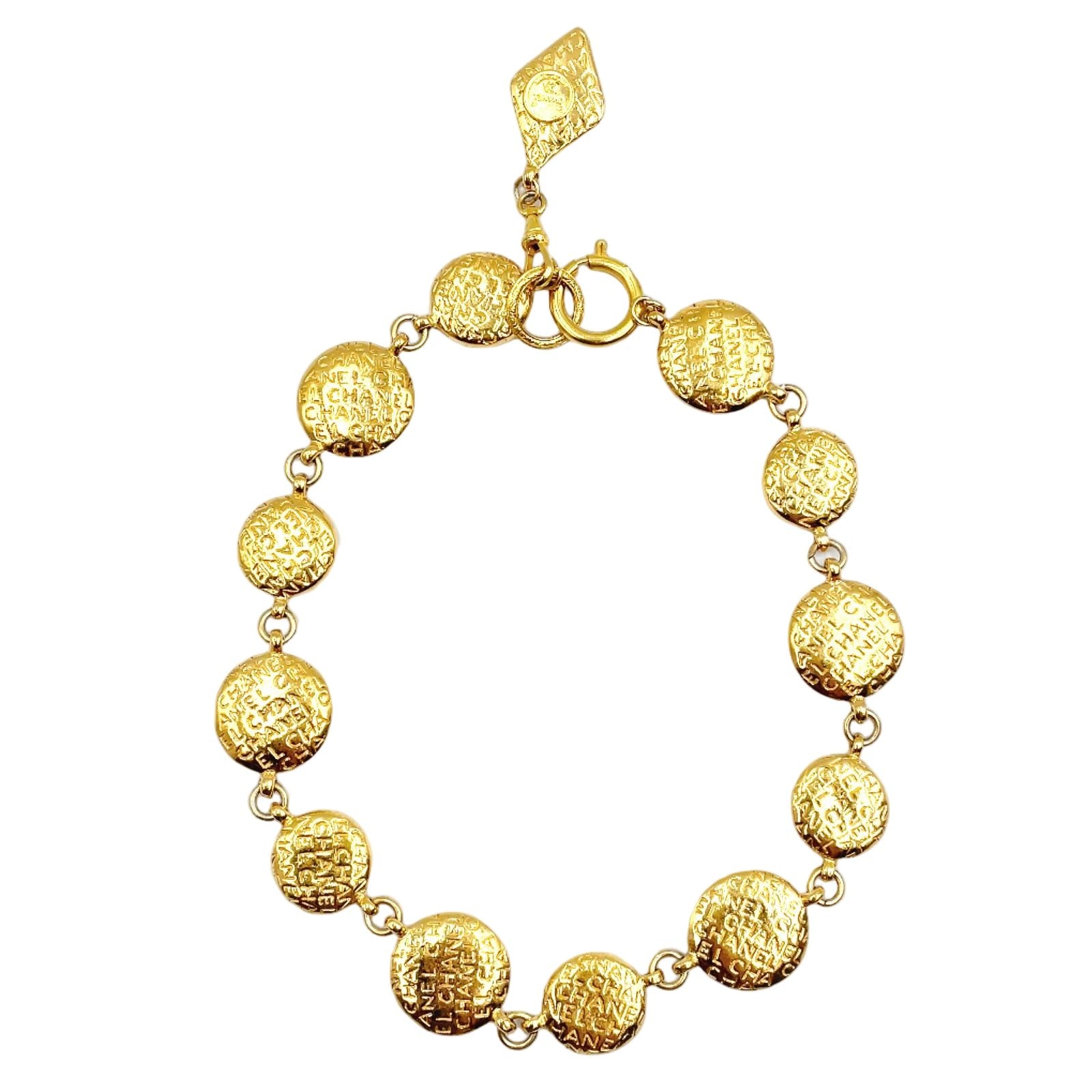 Chanel Coco Mademoiselle Logo Round Coin Gold Plated Necklace — view 2