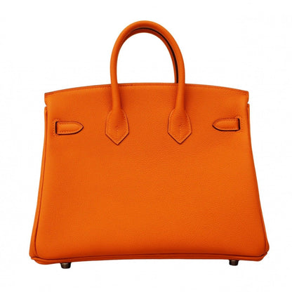 Hermes Handbag Birkin 25 Taurillon Noviyo Orange Silver — view 8