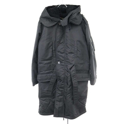 Saint Laurent Paris Nylon Shearling Mods Coat Y722 T Black F34