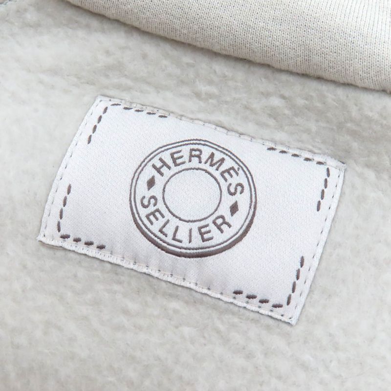 Hermes FIT 100% Cotton Serie Button Logo Half Zip Hoodie Pullover Hoodie Light