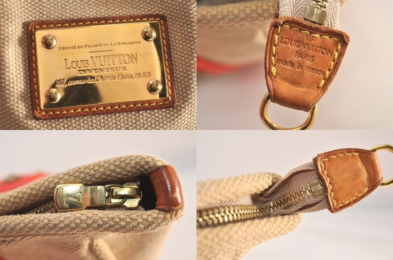 Louis Vuitton Antigua Cabas MM Tote Bag Beige Red M40035 LV 1728n